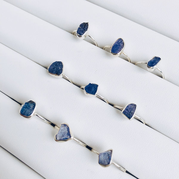 Raw Tanzanite Gemstone Ring in 925 Sterling Silver - Crystal Of A Kind