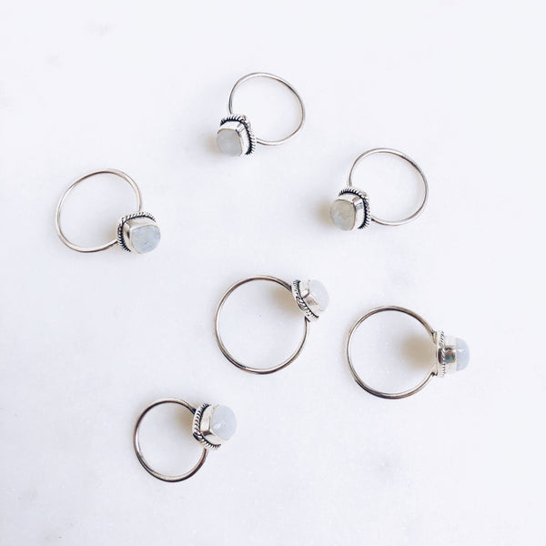 Moonstone Teardrop Ring in 925 Sterling Silver - Crystal Of A Kind