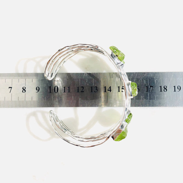 Raw Peridot Bangle in 925 Sterling Silver - Crystal Of A Kind