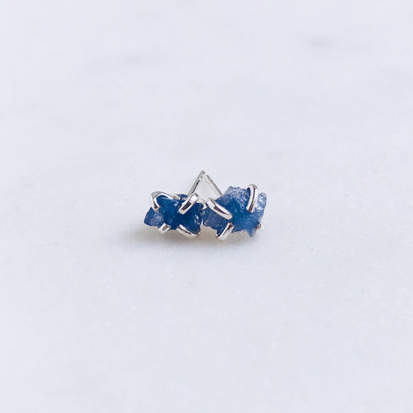 Raw Tanzanite Stud Earrings in 925 Sterling Silver - Crystal Of A Kind