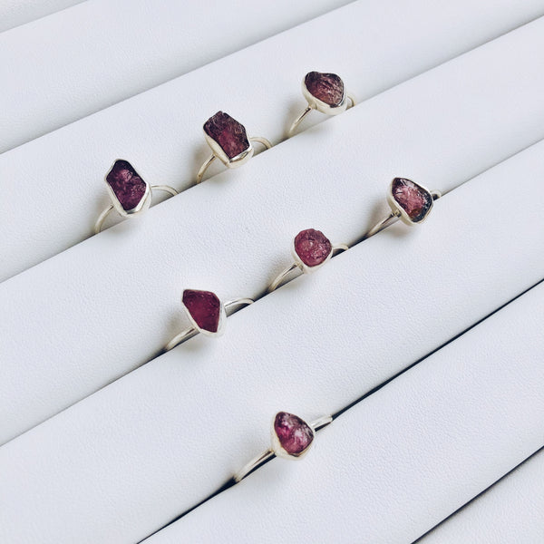 Raw Pink Tourmaline Gemstone Ring in 925 Sterling Silver - Crystal Of A Kind