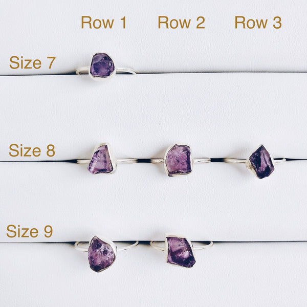Raw Amethyst Gemstone Ring in 925 Sterling Silver - Crystal Of A Kind