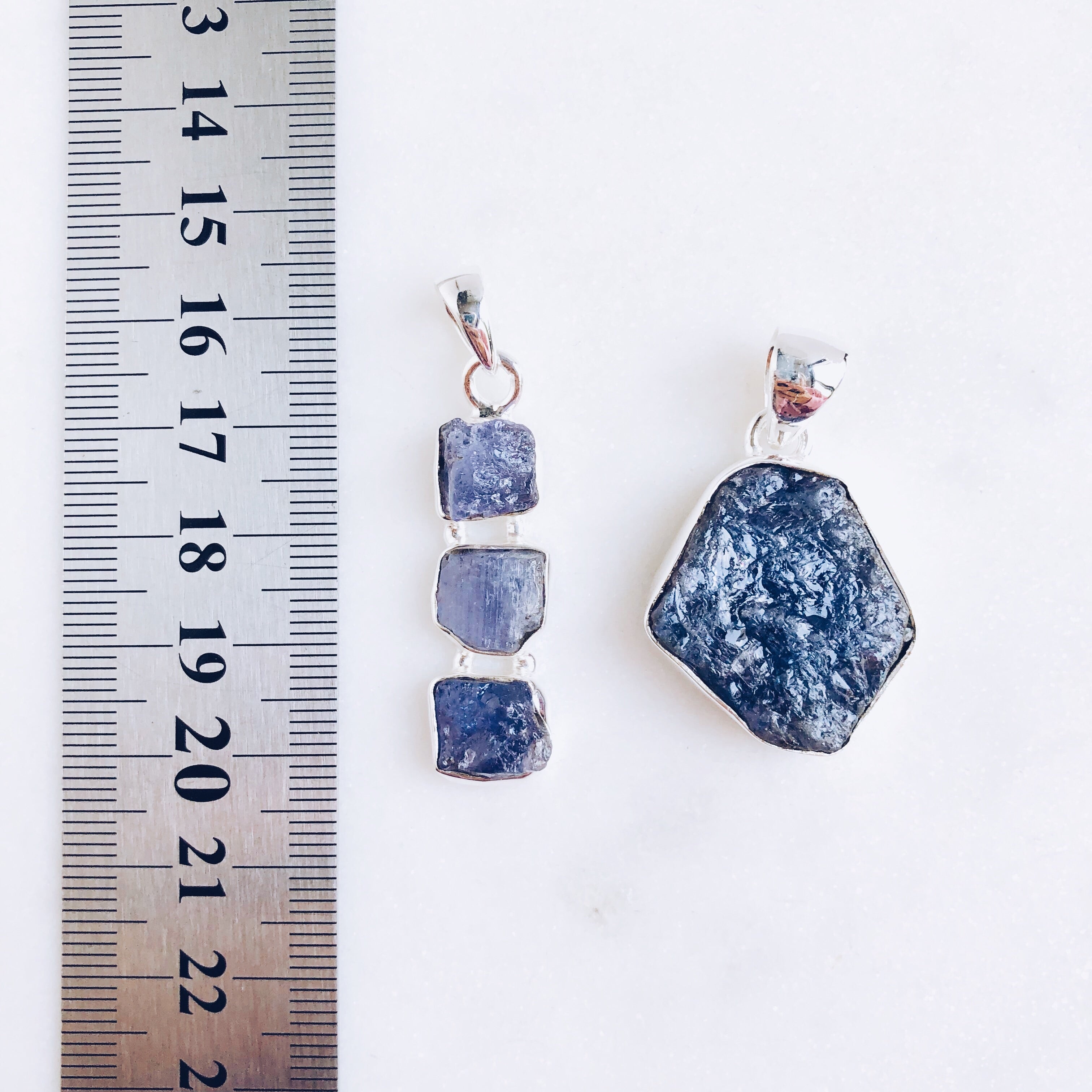 Raw Tanzanite Pendant in 925 Sterling Silver Crystal Of A Kind