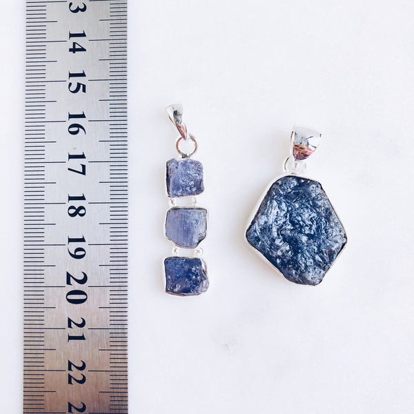 Raw Tanzanite Pendant in 925 Sterling Silver - Crystal Of A Kind