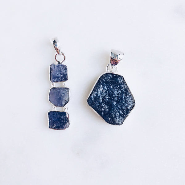 Raw Tanzanite Pendant in 925 Sterling Silver - Crystal Of A Kind