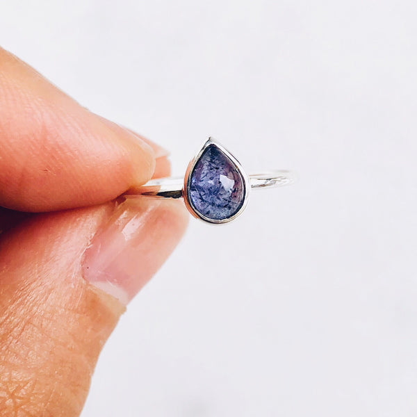 Tanzanite Teardrop Ring in 925 Sterling Silver - Crystal Of A Kind