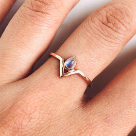 Moonstone Astral Teardrop Ring in Rose Gold Vermeil - Crystal Of A Kind