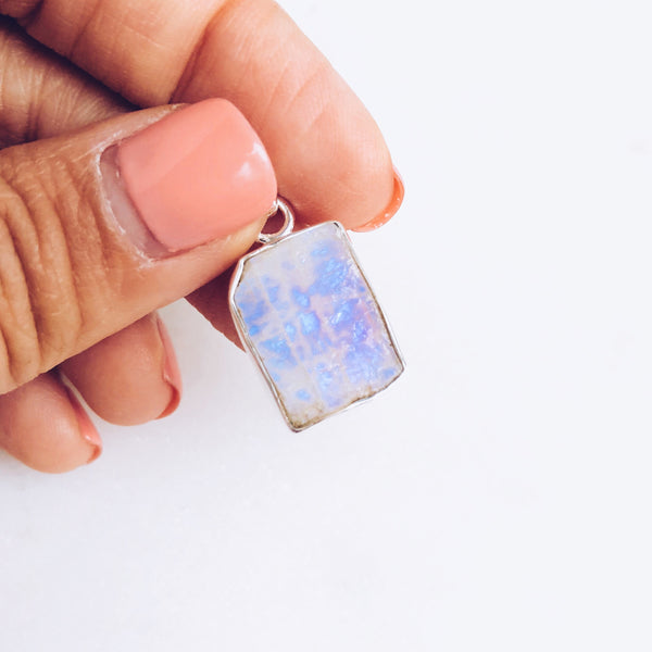 Raw Moonstone Pendant in 925 Sterling Silver - Crystal Of A Kind