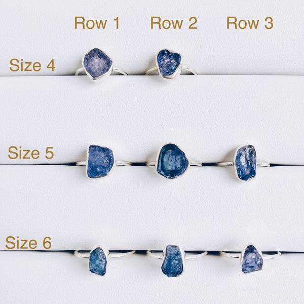 Raw Tanzanite Gemstone Ring in 925 Sterling Silver - Crystal Of A Kind