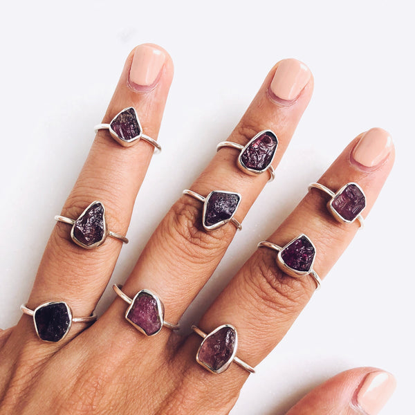 Raw Pink Tourmaline Gemstone Ring in 925 Sterling Silver - Crystal Of A Kind