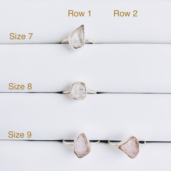 Raw Rose Quartz Gemstone Ring in 925 Sterling Silver - Crystal Of A Kind