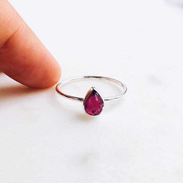 Ruby Teardrop Ring in 925 Sterling Silver - Crystal Of A Kind