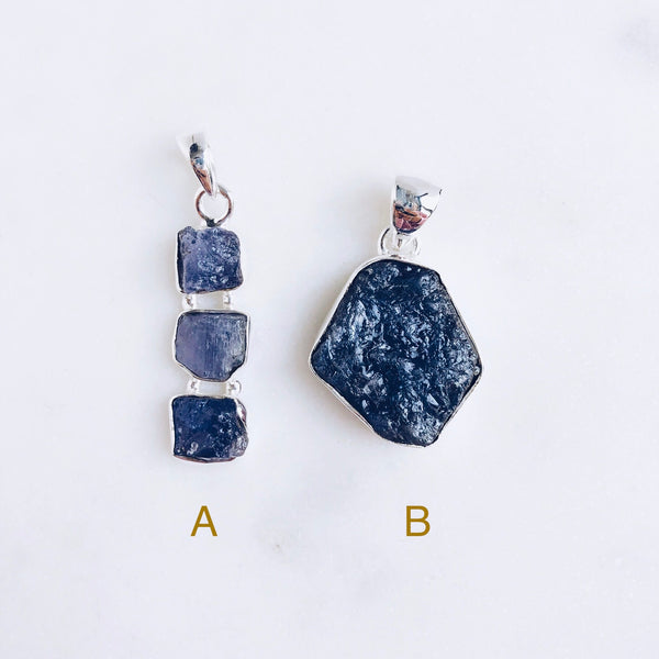 Raw Tanzanite Pendant in 925 Sterling Silver - Crystal Of A Kind