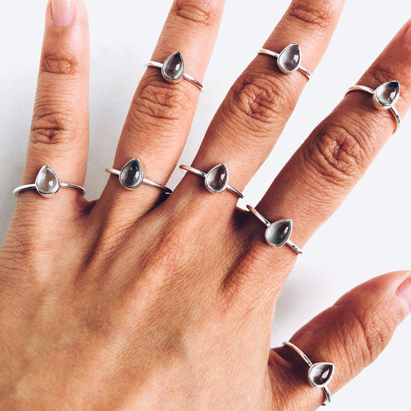 Aquamarine Teardrop Ring in 925 Sterling Silver - Crystal Of A Kind