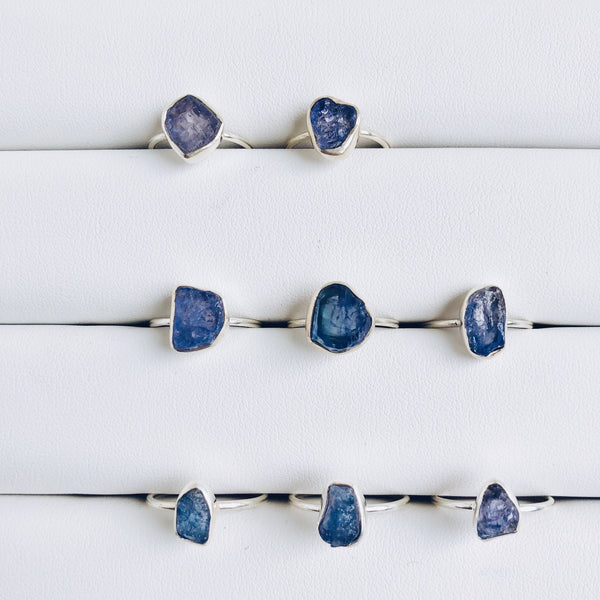 Raw Tanzanite Gemstone Ring in 925 Sterling Silver - Crystal Of A Kind