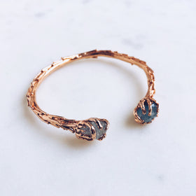 Raw Aquamarine Coral Reef Bangle in Rose Gold - Crystal Of A Kind