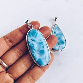 Larimar Pendant in 925 Sterling Silver - Crystal Of A Kind