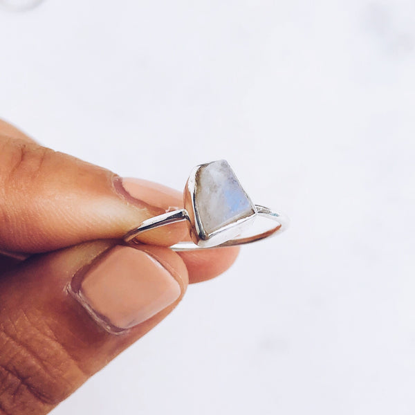 Raw Moonstone Ring in 925 Sterling Silver - Crystal Of A Kind