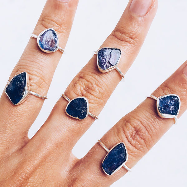 Raw Tanzanite Gemstone Ring in 925 Sterling Silver - Crystal Of A Kind