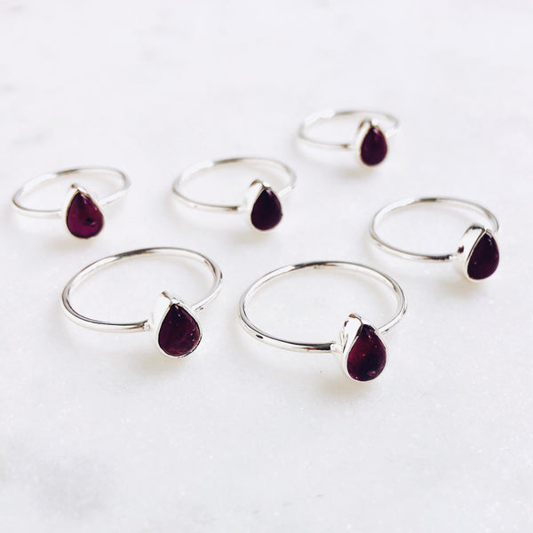Ruby Teardrop Ring in 925 Sterling Silver - Crystal Of A Kind