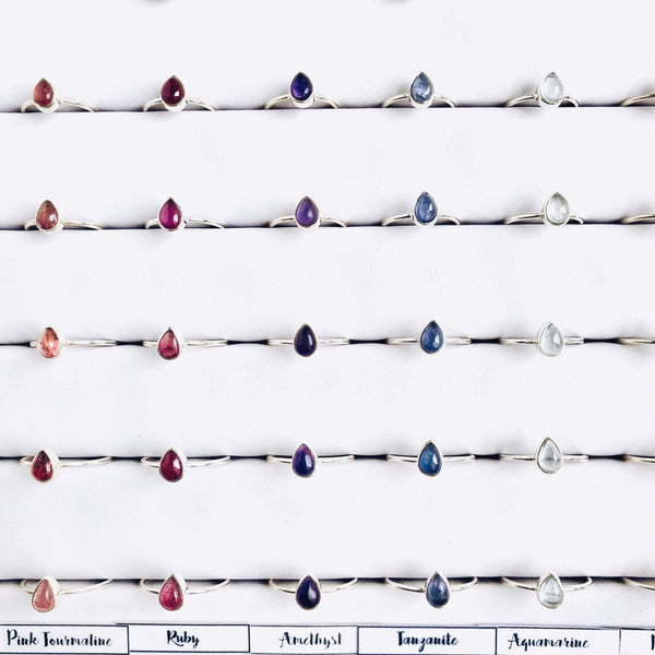 Ruby Teardrop Ring in 925 Sterling Silver - Crystal Of A Kind