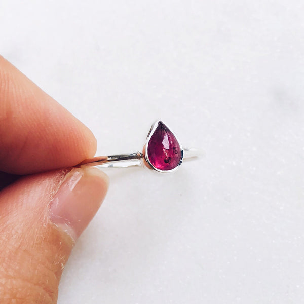 Ruby Teardrop Ring in 925 Sterling Silver - Crystal Of A Kind