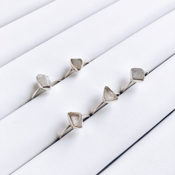 Raw Moonstone Ring in 925 Sterling Silver - Crystal Of A Kind