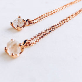 Raw White Topaz Necklace in Rose Gold - Crystal Of A Kind