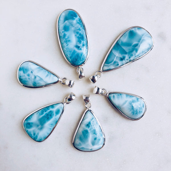 Larimar Pendant in 925 Sterling Silver - Crystal Of A Kind