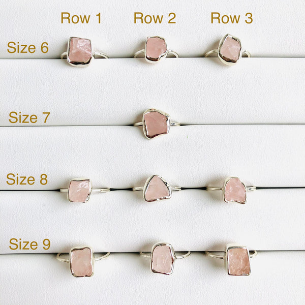 Fine Raw Rose Quartz Gemstone Ring in 925 Sterling Silver