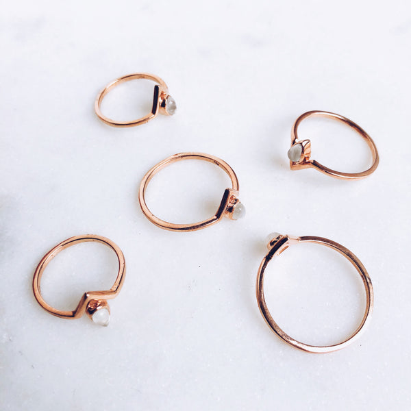 Moonstone Astral Teardrop Ring in Rose Gold Vermeil - Crystal Of A Kind