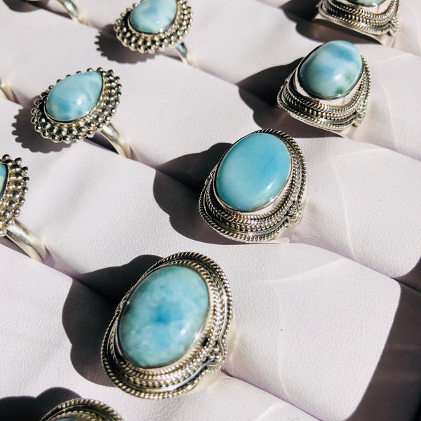 Larimar Cuff Ring in 925 Sterling Silver - Crystal Of A Kind
