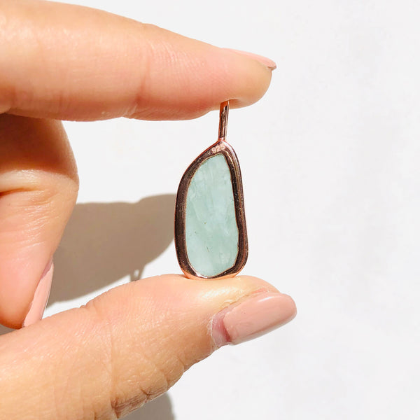Raw Aquamarine Pendant in 14k Rose Gold Vermeil - Crystal Of A Kind