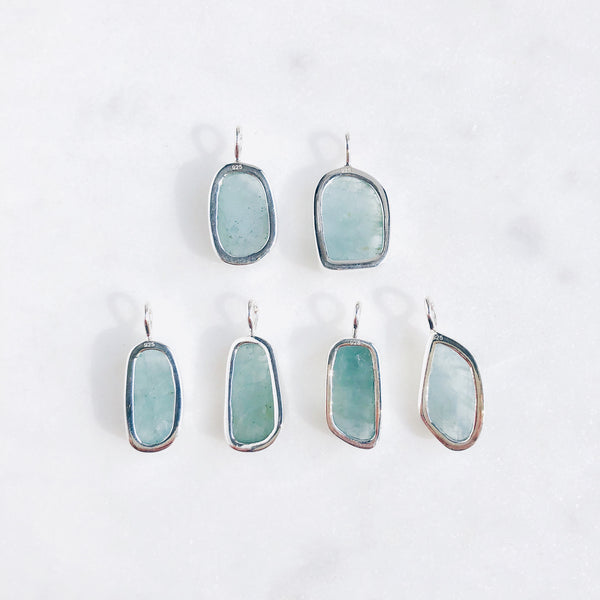 Raw Aquamarine Pendant in 925 Sterling Silver - Crystal Of A Kind