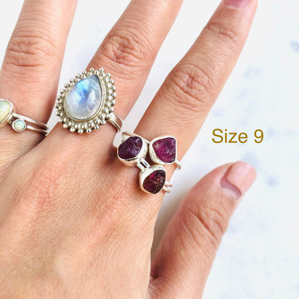 Raw Pink Tourmaline Gemstone Ring in 925 Sterling Silver - Crystal Of A Kind